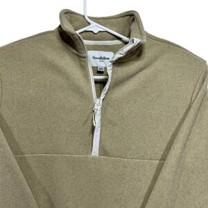 Goodfellow & Co Mens Tan Fleece Quarter Zip Pullover Mock Neck Jacket Size M NEW